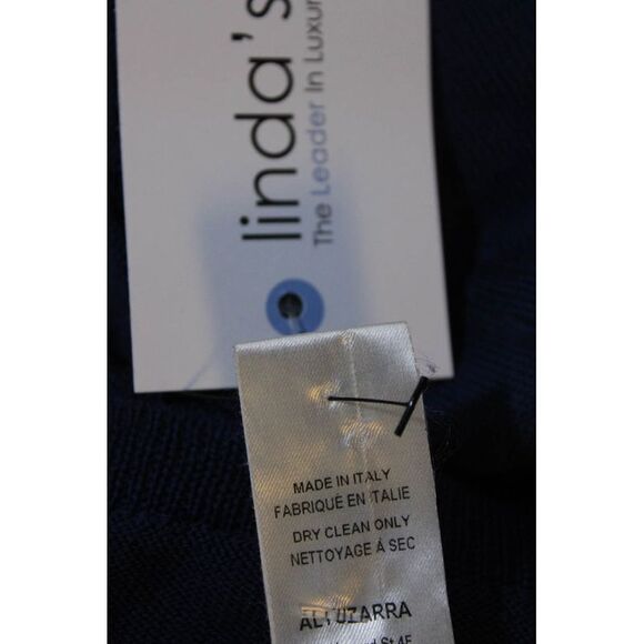 Aquazzura Womens Long Sleeve V Neck Striped Trim Sweater Navy Blue Wool Size XS - Picture 6 of 7